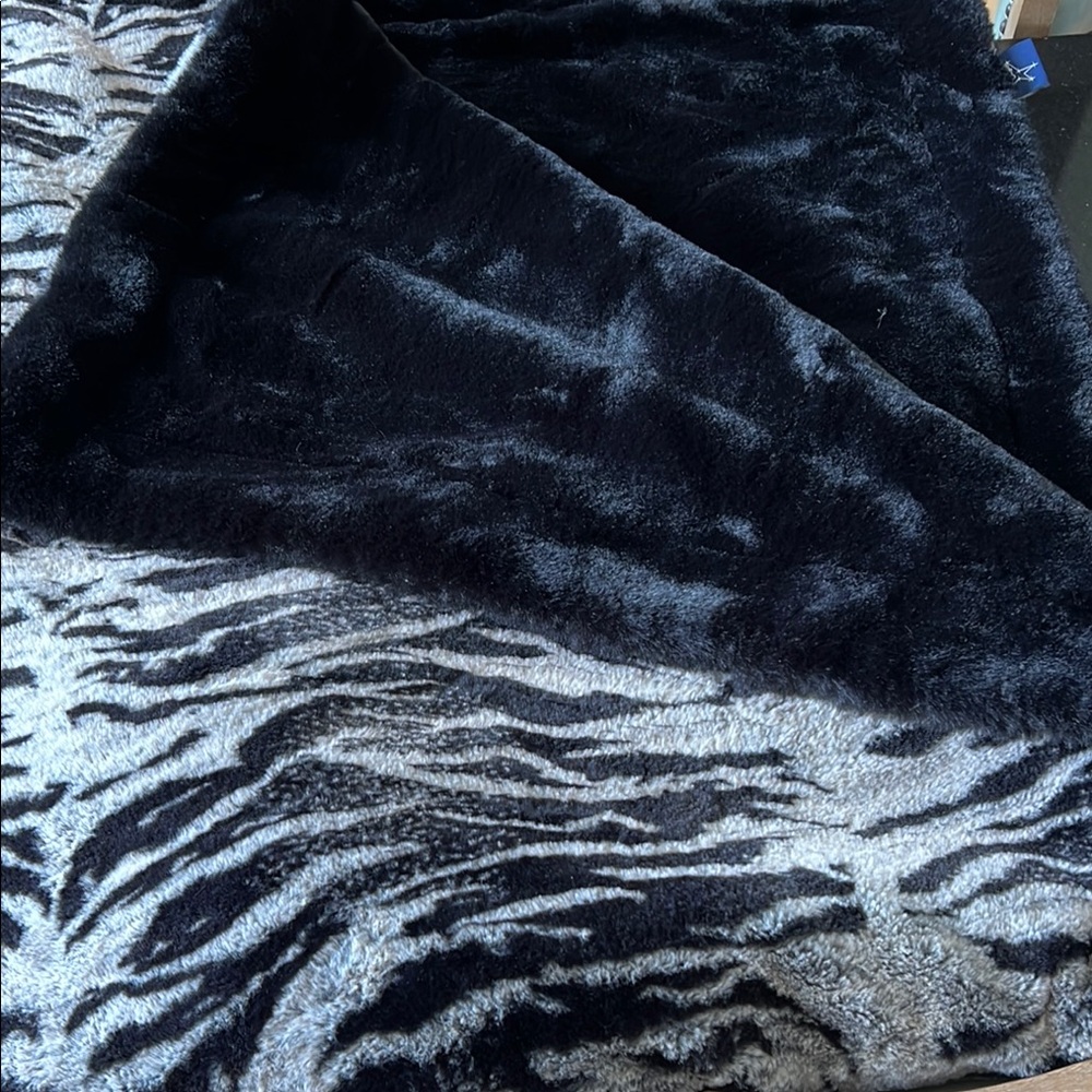 Luxurious Minky Black and Gray Zebra Print Throw Blanket